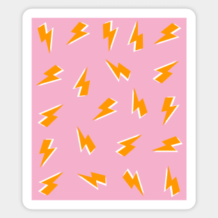 Orange Lightning Thunder Bolt on Pink Sticker